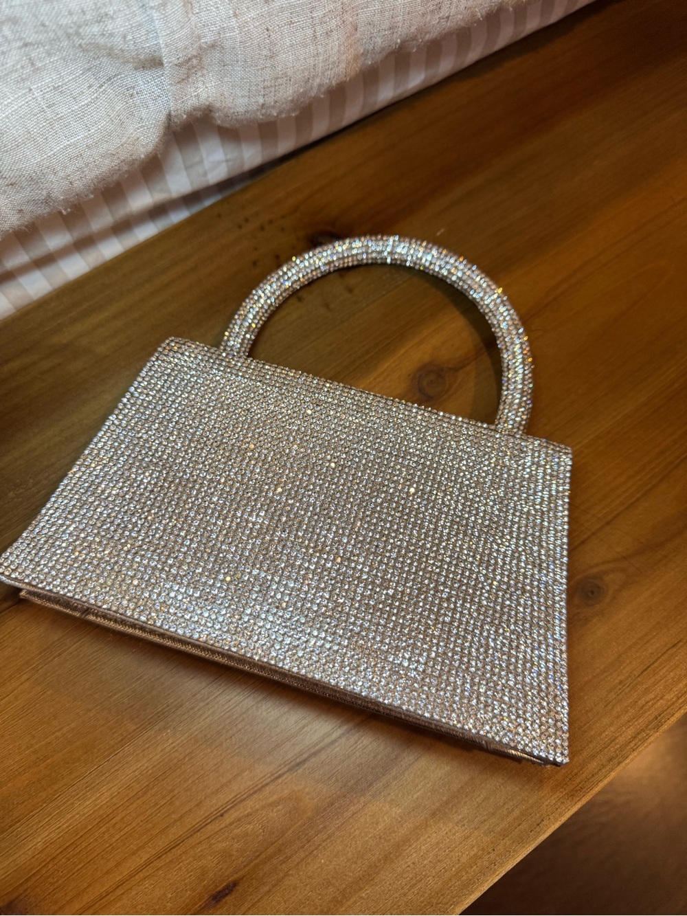 Crystal-Embellished Silver Evening Top-Handle Bag - Picture 4 of 5